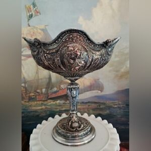 Vintage Chalice Style Receptacle, Silverplate, Ornate